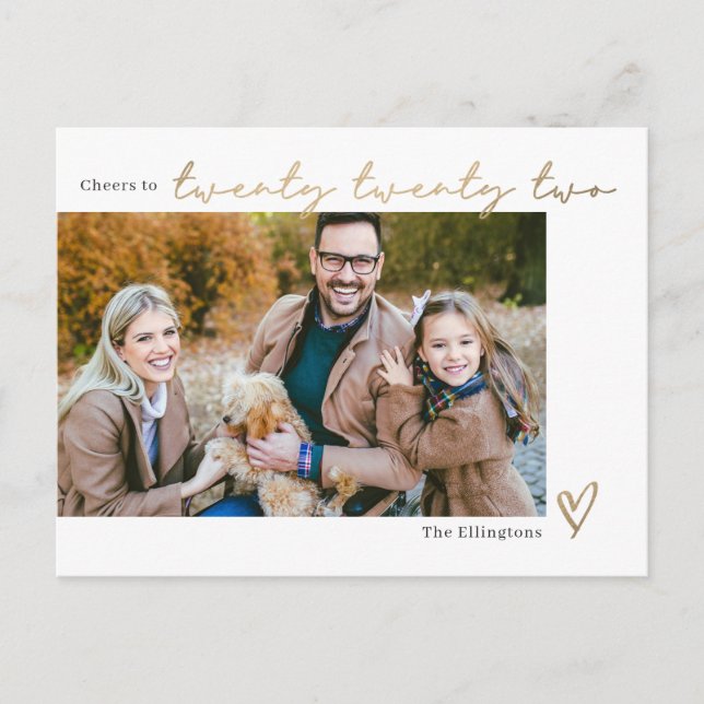 Spelled Year Editable Colour New Year Postcard (Front)