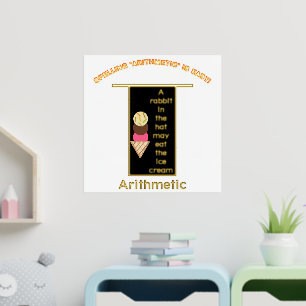 Spelling Arithmetic Magic Hat Ice Cream Gold Foil Foil Prints