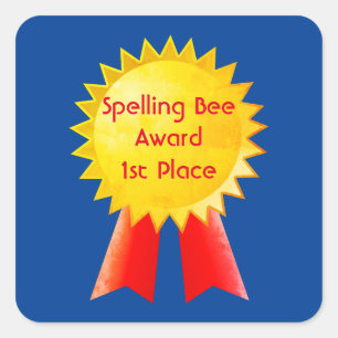 Spelling Bee Award 1st Place Homeschool Square Sticker