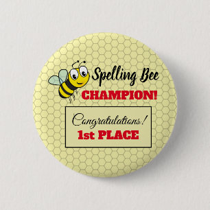 Spelling Bee Award First Place Champion School 6 Cm Round Badge
