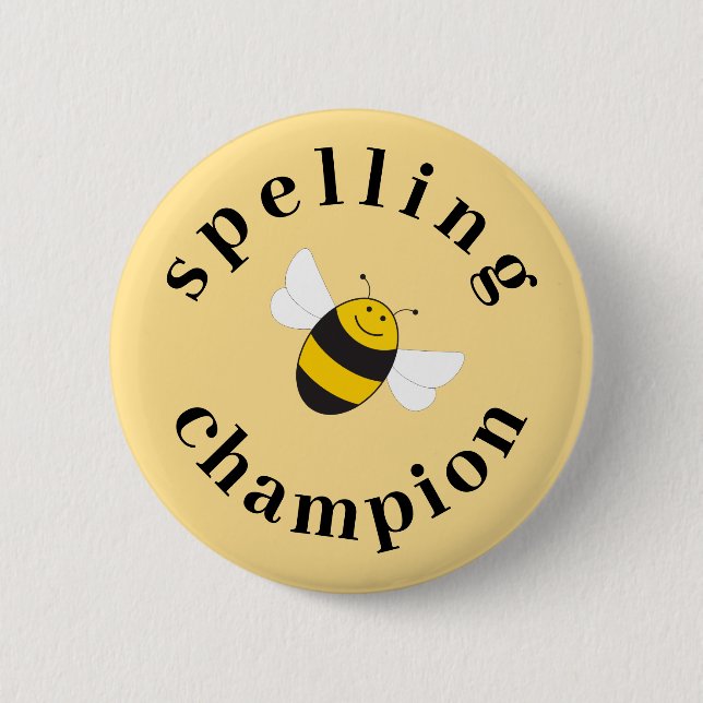 Spelling bee champion competition award button (Front)