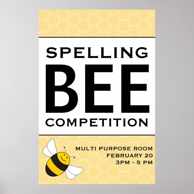 Spelling Bee Competition Announcement Poster 24x36 (Front)