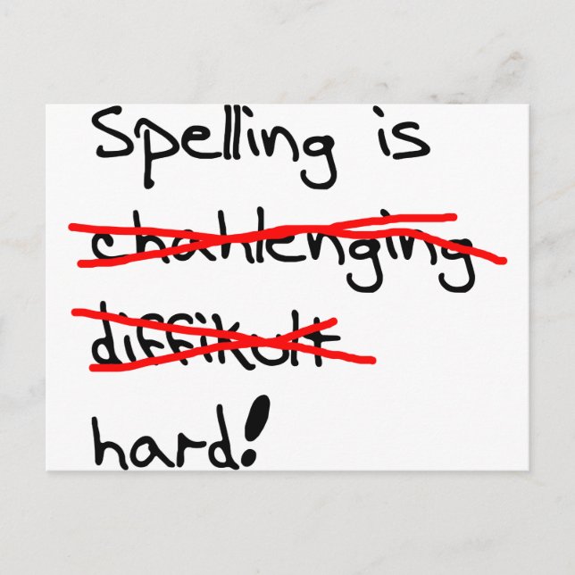 Spelling is Hard Postcard (Front)