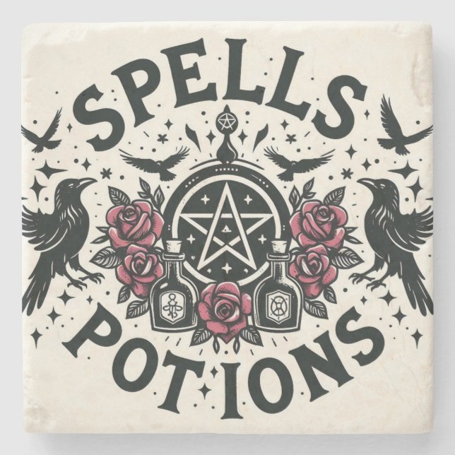 Spells and Potions Stone Coaster (Front)