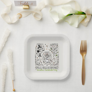 Spells, Veils, and Cocktails Bachelorette Party  Paper Plate