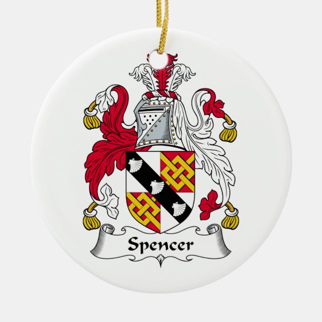 Spencer Family Crest Ceramic Tree Decoration (Front)