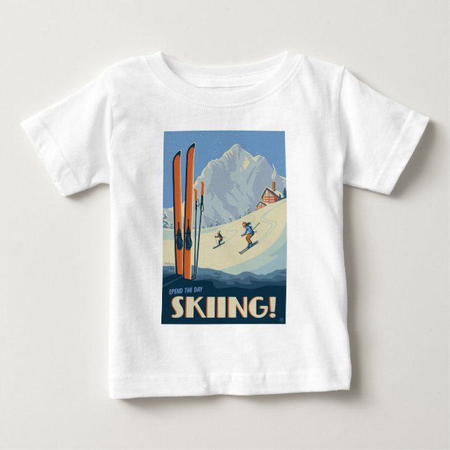 Spend the Day Skiing Vintage Baby T-Shirt (Front)