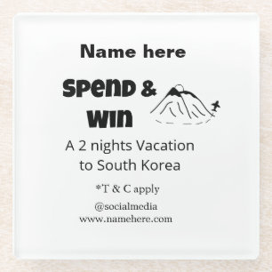 Spend win promotional travel business offer add na glass coaster