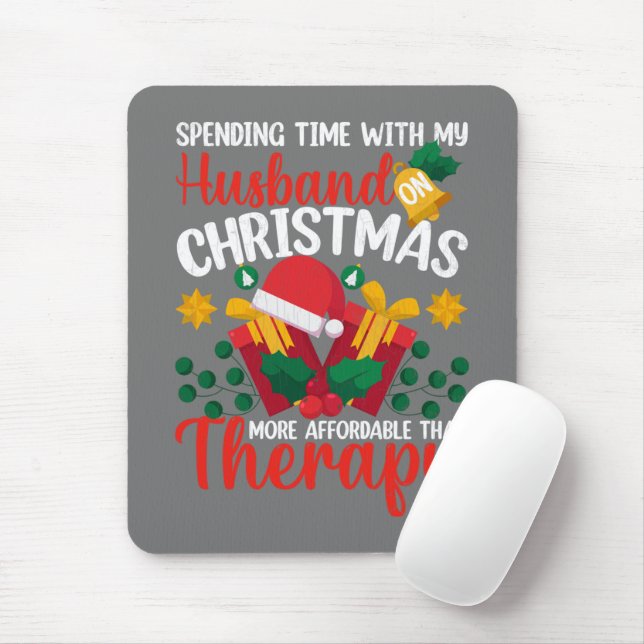 Spending Time With Husband On Christmas Funny Sant Mouse Pad (With Mouse)
