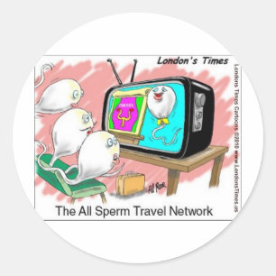 Sperm Travel Network Funny Cards Tees & Gifts Classic Round Sticker
