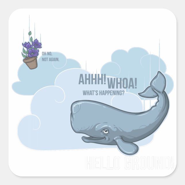 Sperm Whale and Bowl of Petunias Square Sticker (Front)
