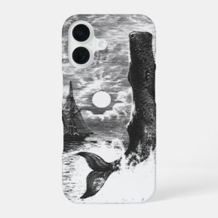 Sperm Whale Breaching, Vintage Marine Life Animals iPhone 16 Case