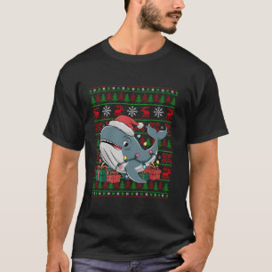Sperm Whale Xmas Lights Ugly Santa Hat Sperm Whale T-Shirt