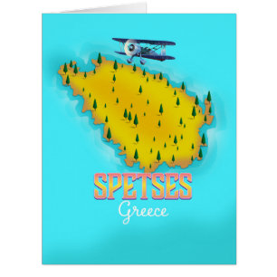 Spetses Greek Island map travel poster