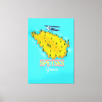 Spetses Greek Island map travel poster