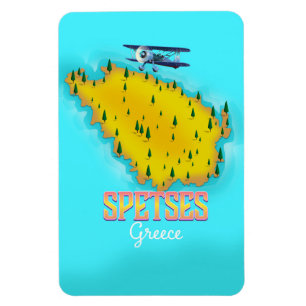 Spetses Greek Island map travel poster Magnet