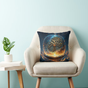 Sphere of Life – The Golden World Tree. Cushion