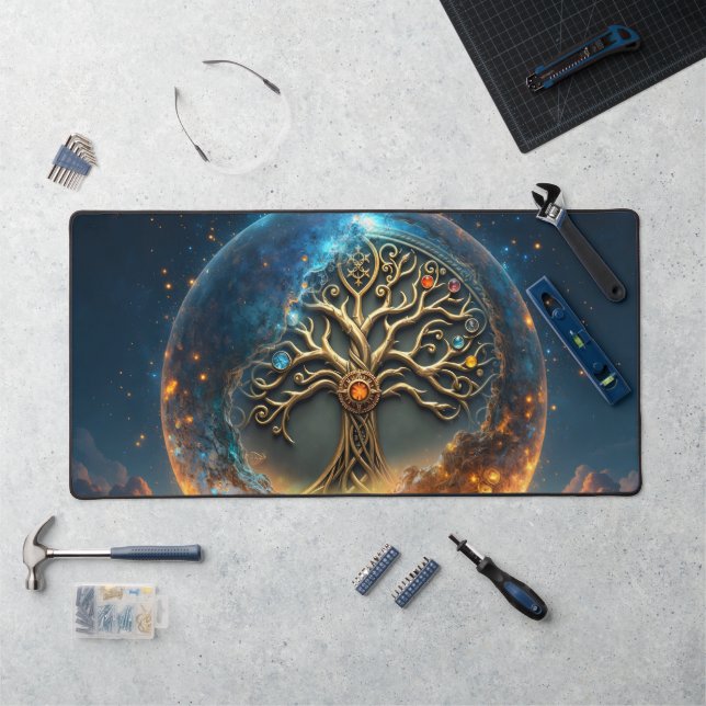 Sphere of Life – The Golden World Tree.  Desk Mat (Workstation)