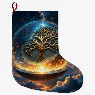 Sphere of Life – The Golden World Tree.  Large Christmas Stocking