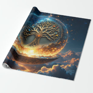 Sphere of Life – The Golden World Tree. Wrapping Paper