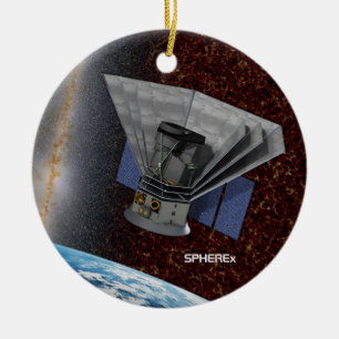 SPHEREx Galaxy Hunter Spacecraft Ceramic Tree Decoration
