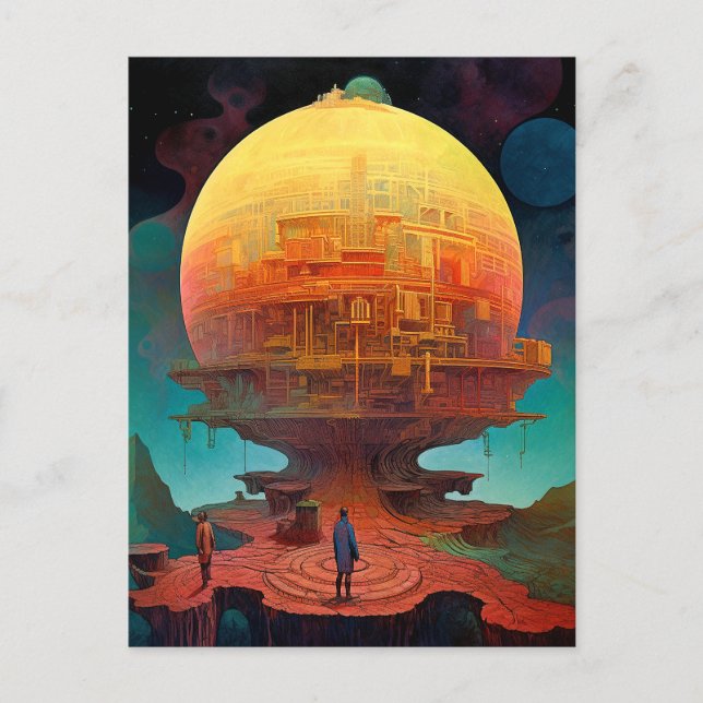 Spherical City Surreal Landscape Art Postcard (Front)