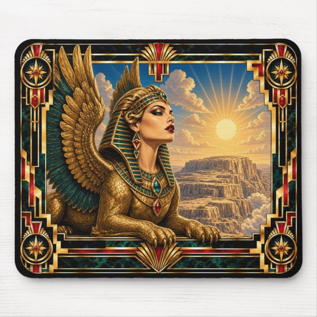 Sphinx, Art Deco Mythical Mouse Pad (Front)