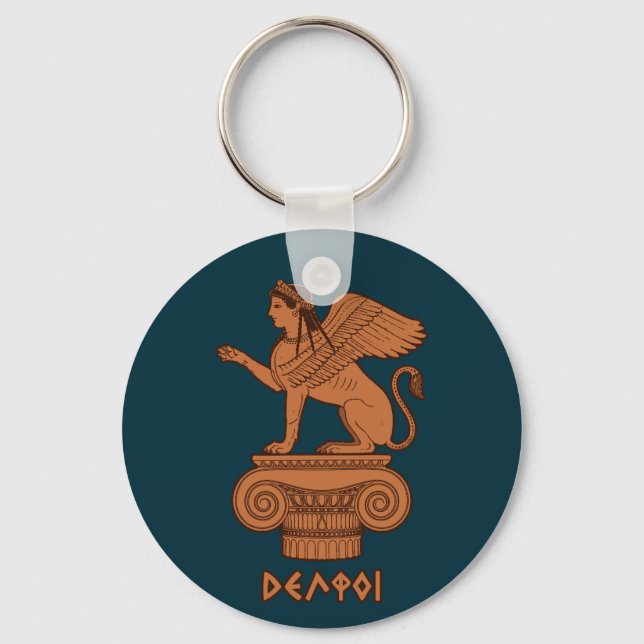 Sphinx at Delphi - Ancient Greek Red Figure Key Ring (Front)
