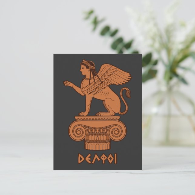 Sphinx at Delphi - Ancient Greek Red Figure Postcard (Standing Front)