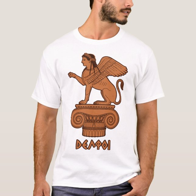 Sphinx at Delphi - Ancient Greek Red Figure T-Shirt (Front)