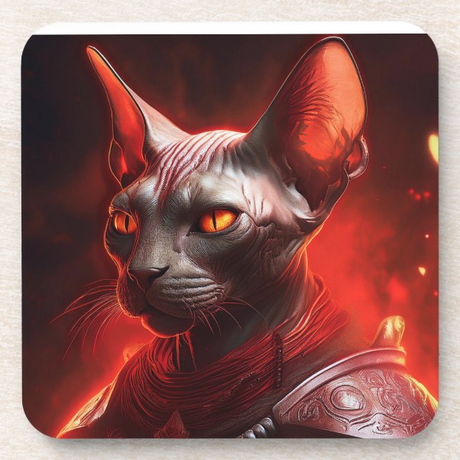 Sphinx Cat Warrior From Another Galaxy Coaster (Front)