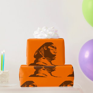 Sphinx Mythical Creature On Orange Wrapping Paper
