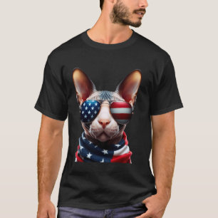 Sphynx Cat 4th Of July Independence Day Owner Amer T-Shirt