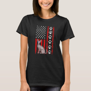 Sphynx Cat 4th Of July Patriotic American Flag Paw T-Shirt