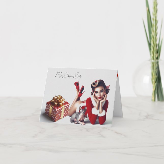 Sphynx Cat Adult Christmas card (Front)