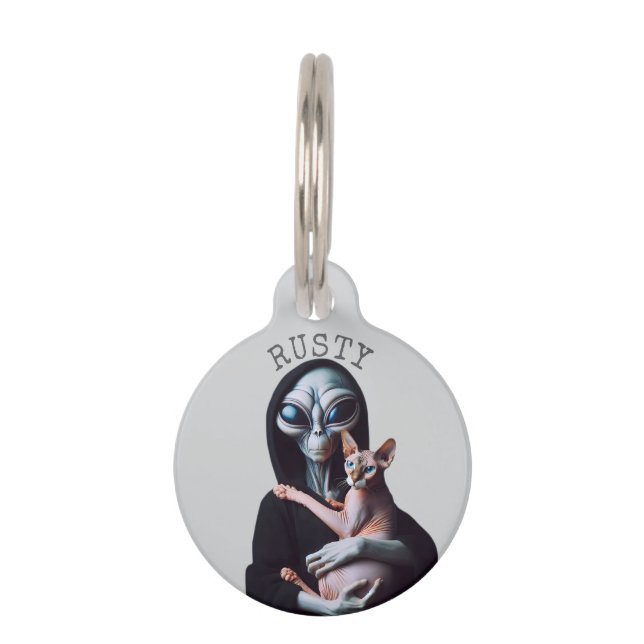 Sphynx Cat Alien Funny  Pet Tag (Front)