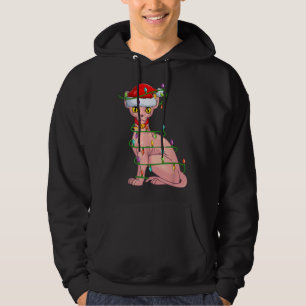 Sphynx Cat Animal Lover Xmas Santa Hat Sphynx Cat Hoodie