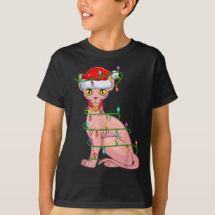 Sphynx Cat Animal Lover Xmas Santa Hat Sphynx Cat T-Shirt