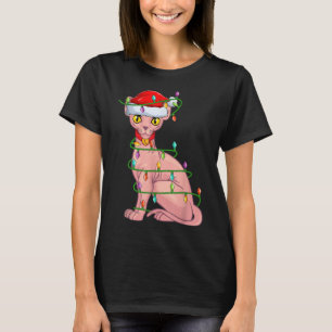 Sphynx Cat Animal Lover Xmas Santa Hat Sphynx Cat T-Shirt