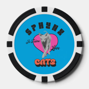 Sphynx Cat Art Love Heart Poker Chips