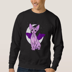 Sphynx Cat Bat Cute Pastel Goth Creepy Gothic Witc Sweatshirt