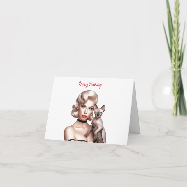 Sphynx Cat Birthday Card (Front)