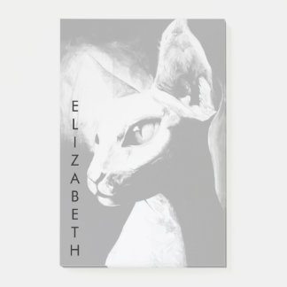 Sphynx Cat Black White Kitty Animal Portrait Art Post-it Notes