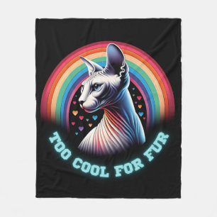 Sphynx Cat Blanket Too Cool for Fur Funny Rainbow 