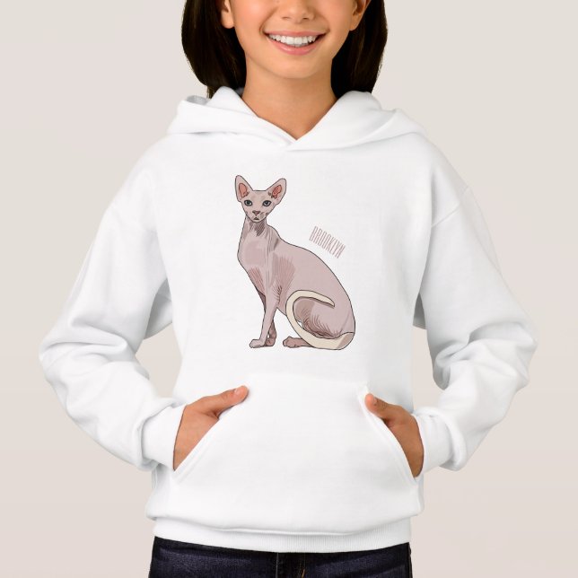 Sphynx cat cartoon illustration  (Front)