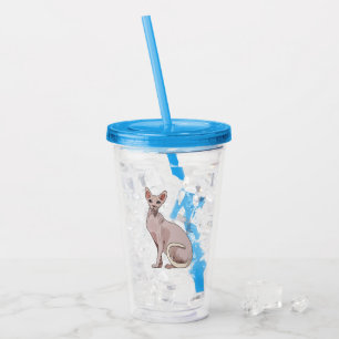 Sphynx cat cartoon illustration acrylic tumbler