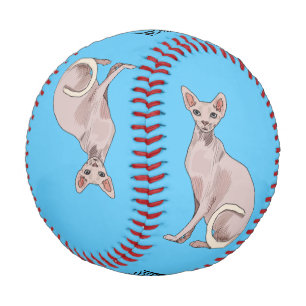 Sphynx cat cartoon illustration baseball