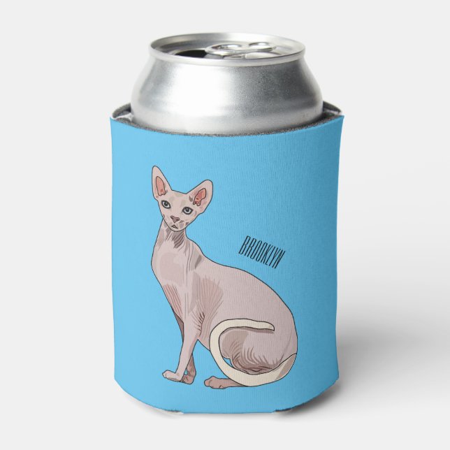 Sphynx cat cartoon illustration  can cooler (Can Front)