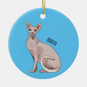 Sphynx cat cartoon illustration  ceramic tree decoration
