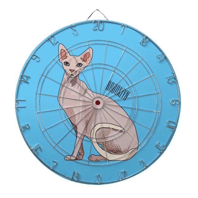 Sphynx cat cartoon illustration  dartboard (Front)